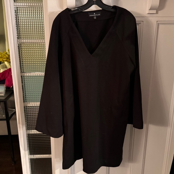 Pomander Place Tuckernuck, Bell Sleeve V Neck A Line Dress Black pockets Sz XXL - Picture 3 of 11